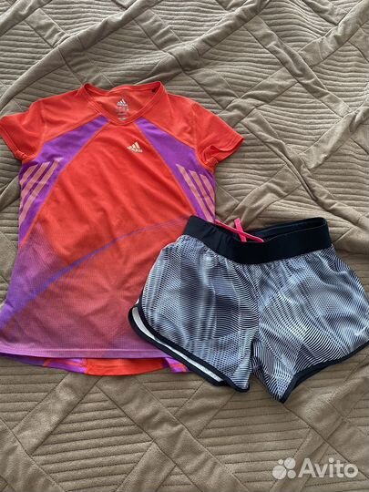 Шорты nike и футболка adidas для бега