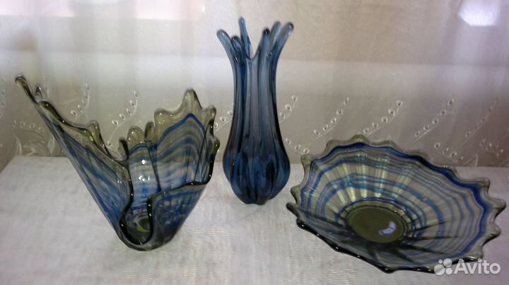 Вазы цветное стекло набор