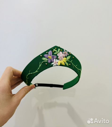 Ободок кокошник с вышивкой