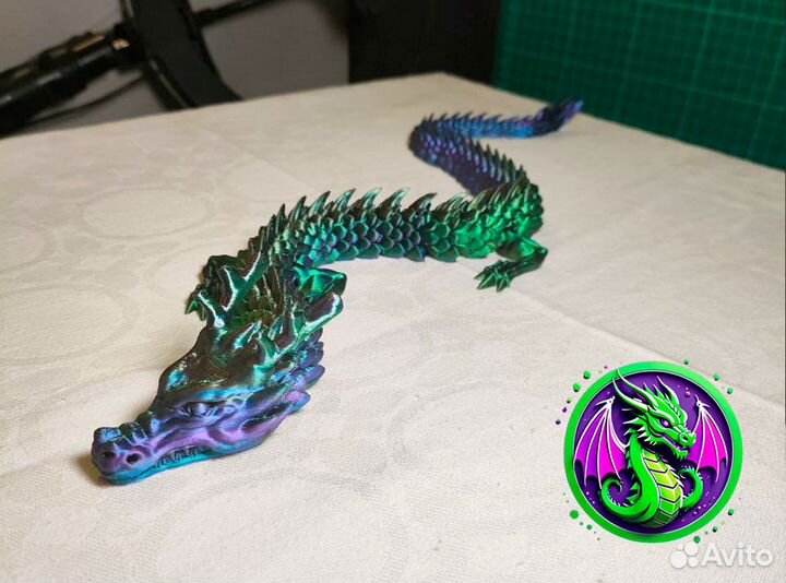 Дракон подвижный многоцветный 3Д печать