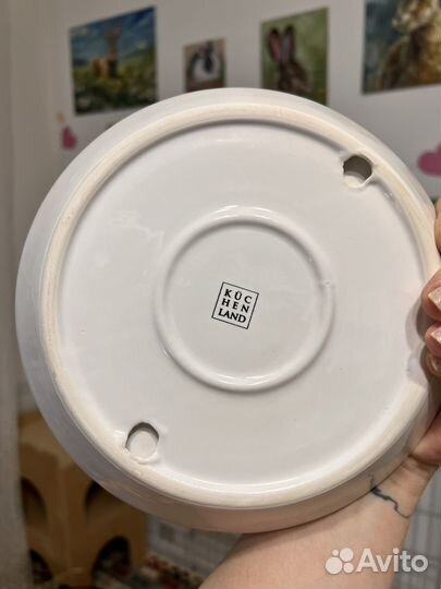 Тарелка из керамики с зайкой по центру kuchenland