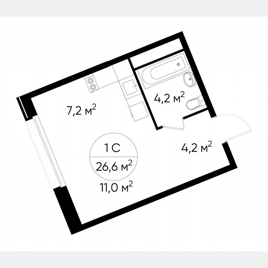 Квартира-студия, 26,6 м², 5/17 эт.