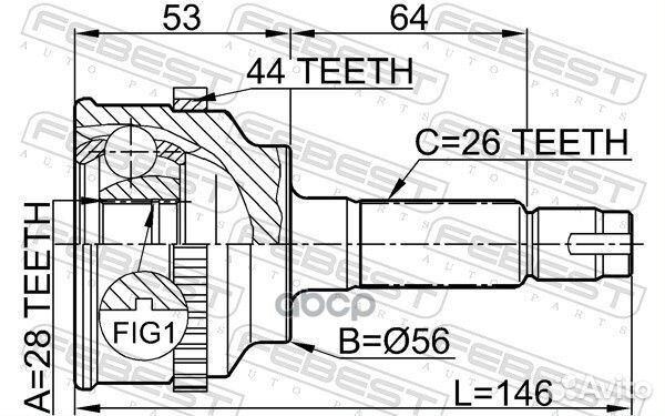 ШРУС наружный 28X56X26 mazda familia 98- 051003