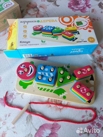 Деревянная развивающая игрушка, сортер-пирамидка