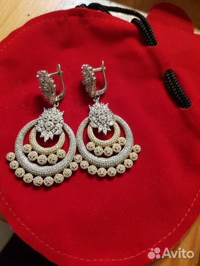 Серьги серебро новогодние/ праздничные проба 925