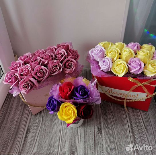 Букет роз из мыла