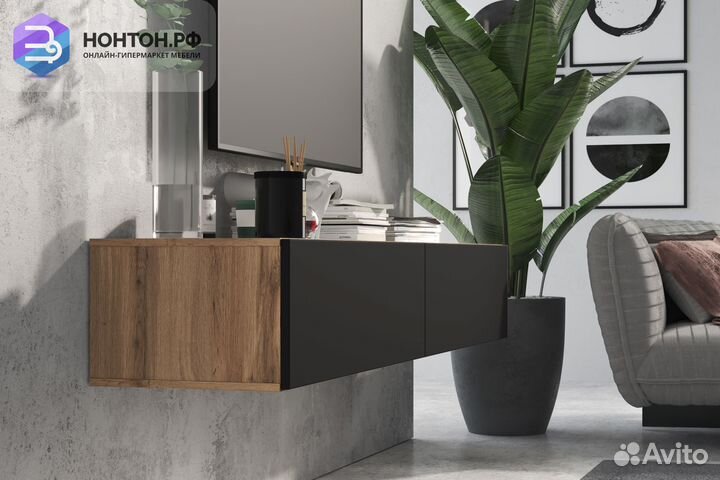 Тв-тумба somero дуб вотан / черный