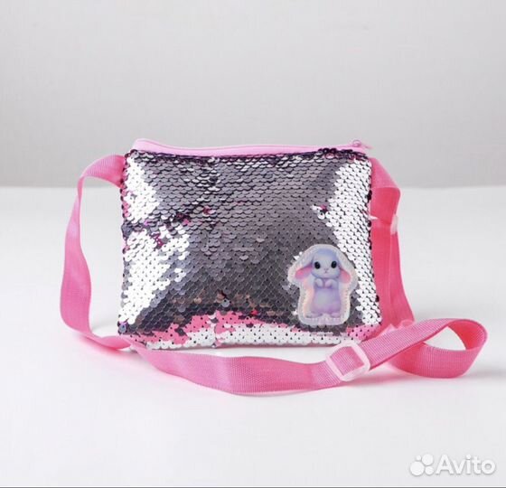 Сумка детская «Белый зайка», с пайетками