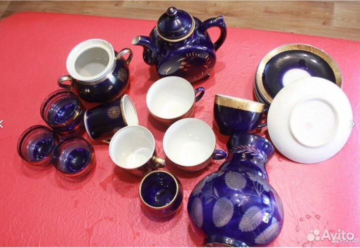 Сервиз кобальт сборный, лфз, салатница (Дулево), к