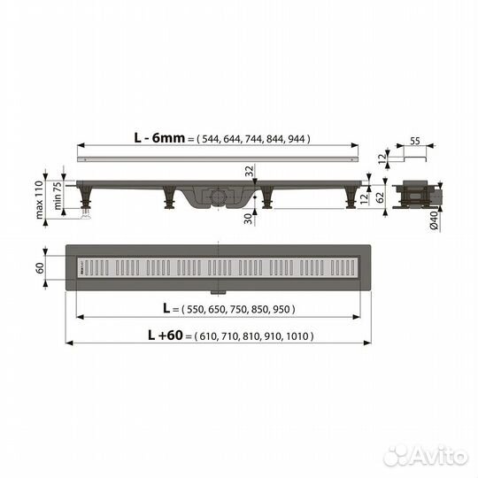 Душевой лоток AlcaPlast APZ10-950M Simple