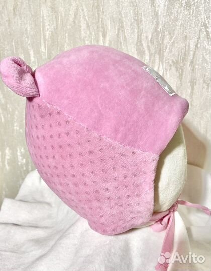 Шапочка для девочки утеплённая 1-3 мес 35-38 см