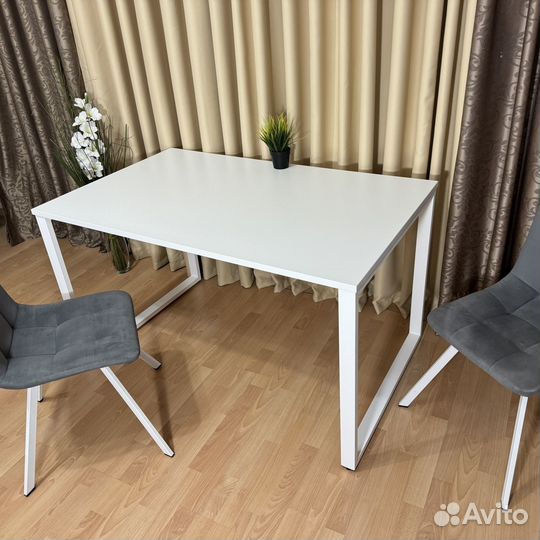 Обеденный стол Лофт 130*80 см. Белые ножки