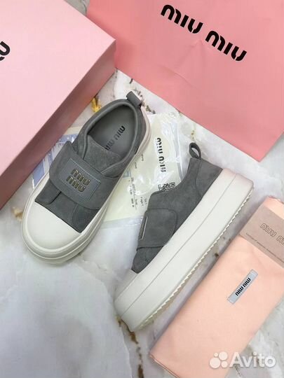 Кеды женские замшевые MIU MIU разноцветные