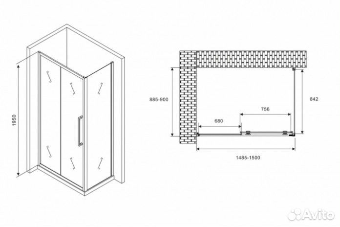 Душевой уголок Abber Schwarzer Diamant AG30150H-S90 150x90