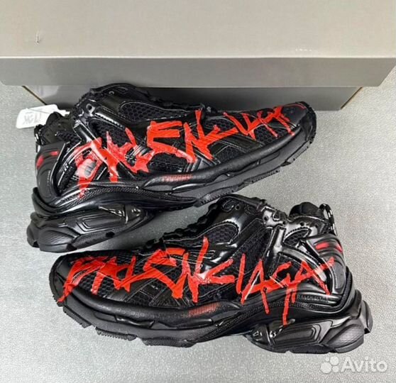 Balenciaga Runner Red Graffiti Black Sneakers