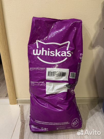 Корм для кошек whiskas 13,8 кг с говядиной