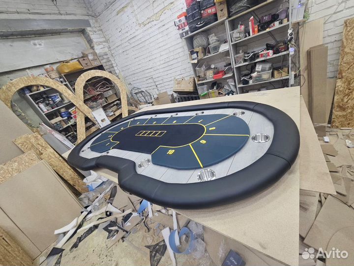 Покерный стол для игры в покер серый с ламинатом