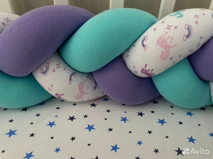 Бортик в кроватку косичка х/б