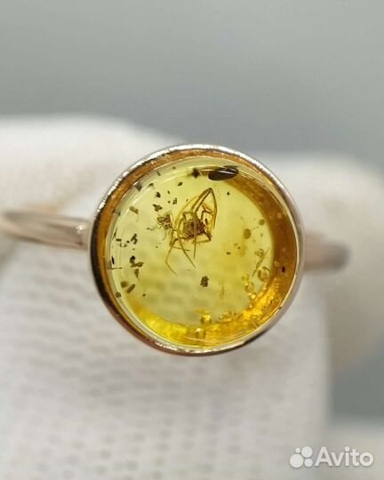 Янтарь Кольцо с Инклюзом Серебро