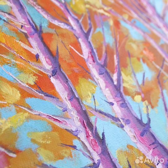 Картина маслом осенний пейзаж Деревья