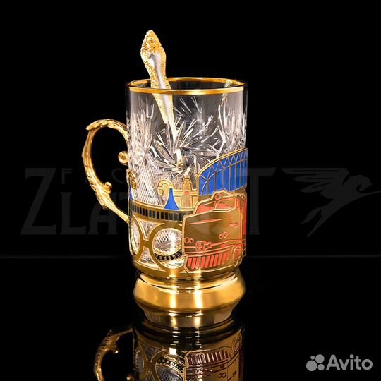 Подстаканник с золочением подарочный Поезд