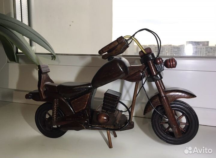 Мотоцикл деревянный, Harley Davidson, 23 см