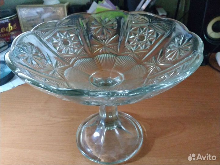 Ваза для фруктов на ножке хрусталь СССР