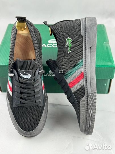 Мужские летние кеды Lacoste черные