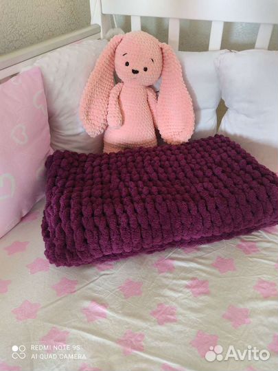 Плед детский вязаный. Плюшевый плед