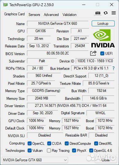 Palit Nvidia GeForce GTX 660 2gb