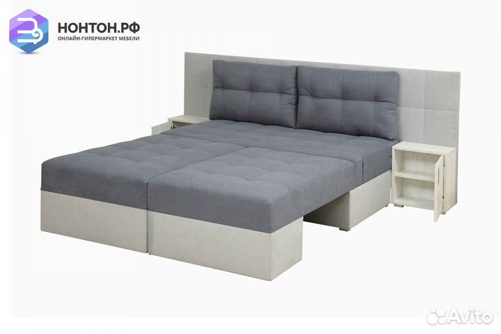 Диван трансформер Даллас темно-серый / светло-серы