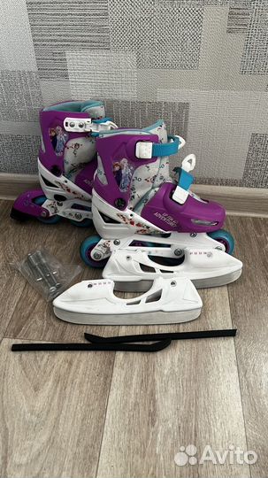 Коньки ролики 2 в 1 раздвижные размер 31-34