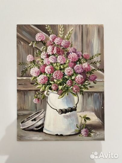 Букет клевера картина маслом, букет цветов