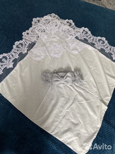 Пеленка кружевная + бант на резинке
