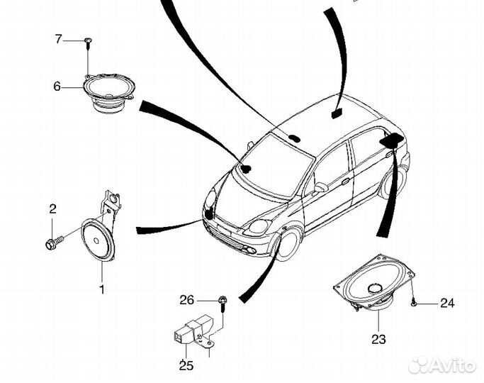 Динамик задний Chevrolet Spark 2005-2010 Спарк