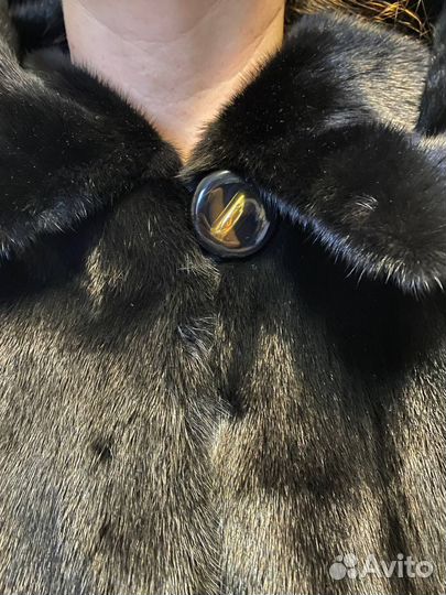 Шуба норковая 46 48 черная с капюшоном