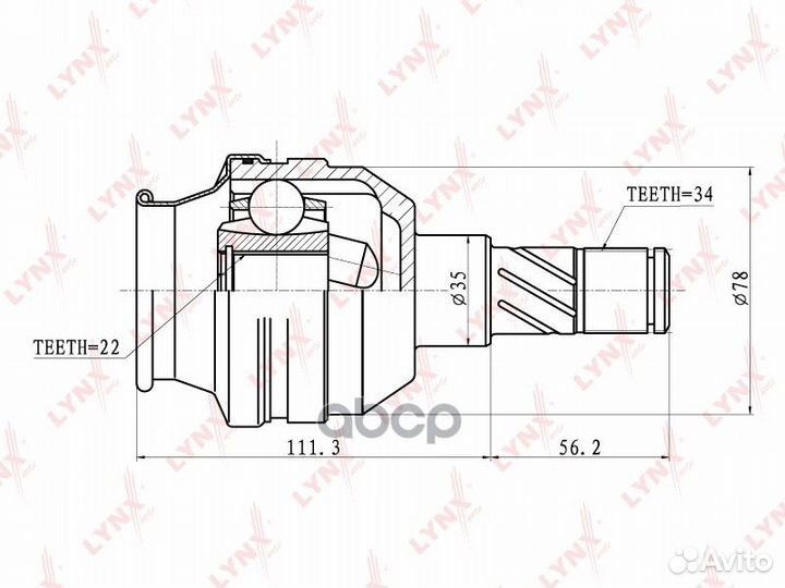 Шрус внутренний lynxauto CI-1810 CI-1810 lynxauto