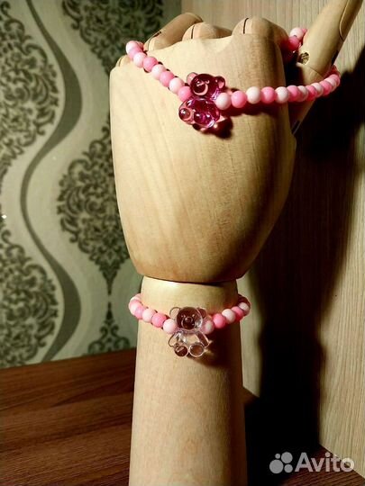Комплект: браслет и чёкер из бисера