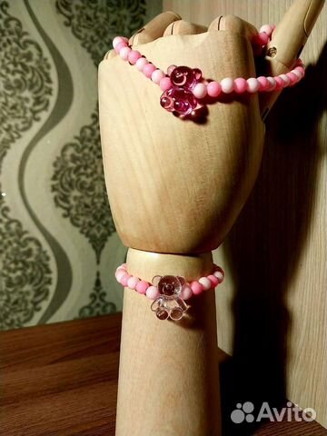 Комплект: браслет и чёкер из бисера