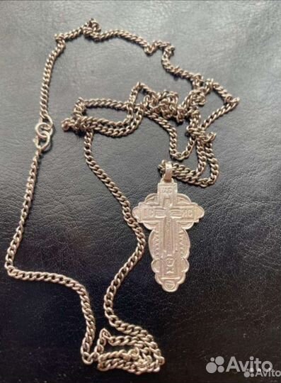 Серебряная цепочка с крестиком 84 проба