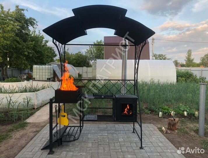 Мангал с печью под казан