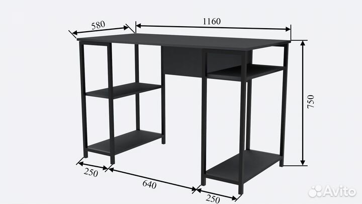 Компьютерный стол, loft, серый Vita-1