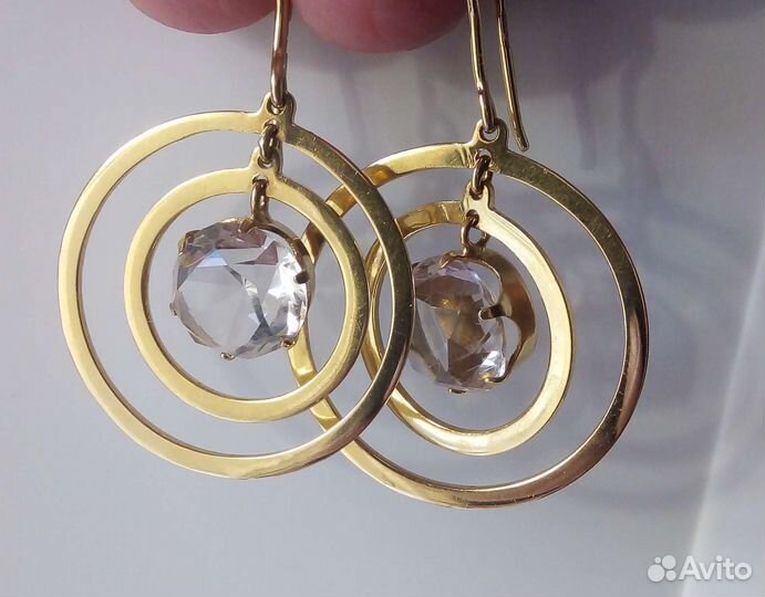 Винтажные серьги с горным хрусталем СССР