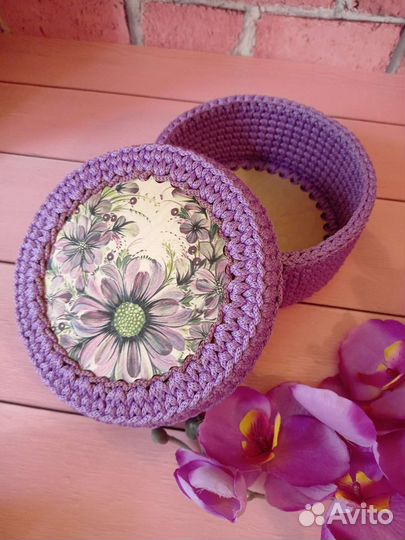 Шкатулка вязаная. Ручная работа. Подарок. Сувенир