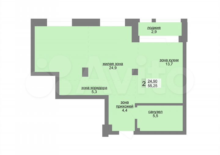 2-к. квартира, 55 м², 3/31 эт.