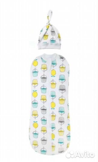 Пеленка кокон + шапочка для новорожденного