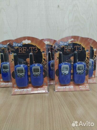 Детские рации Baofeng BF-T3 синие комплект 2 шт