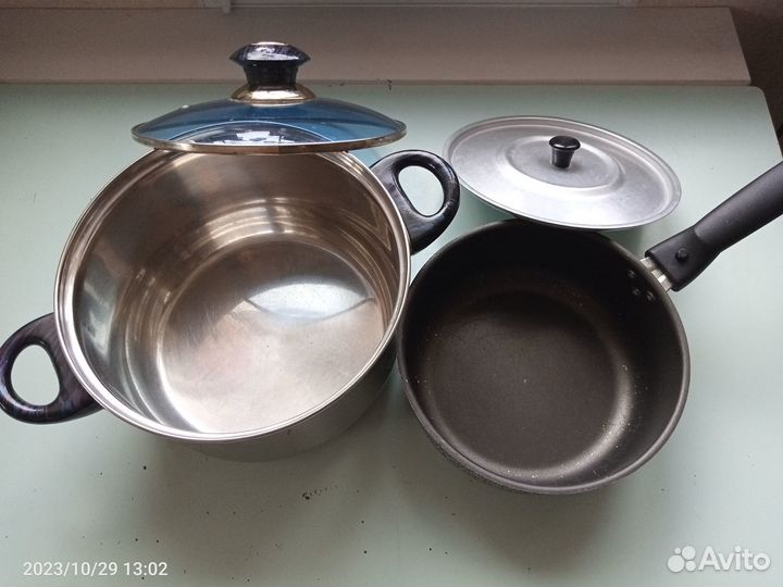 Кастрюля 3,5л и ковш 1,8л со съемной ручкой