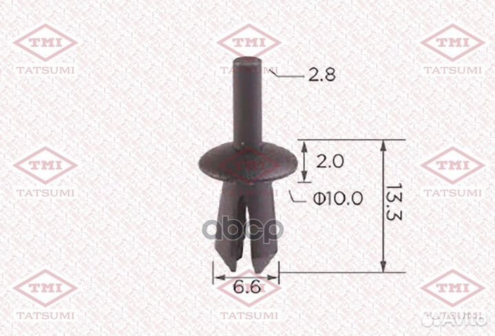 Клипса автомобильная упаковка 10 штук TJB1354