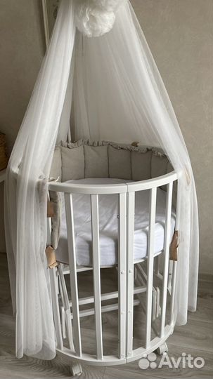 Круглая/овальная кроватка 7 в 1